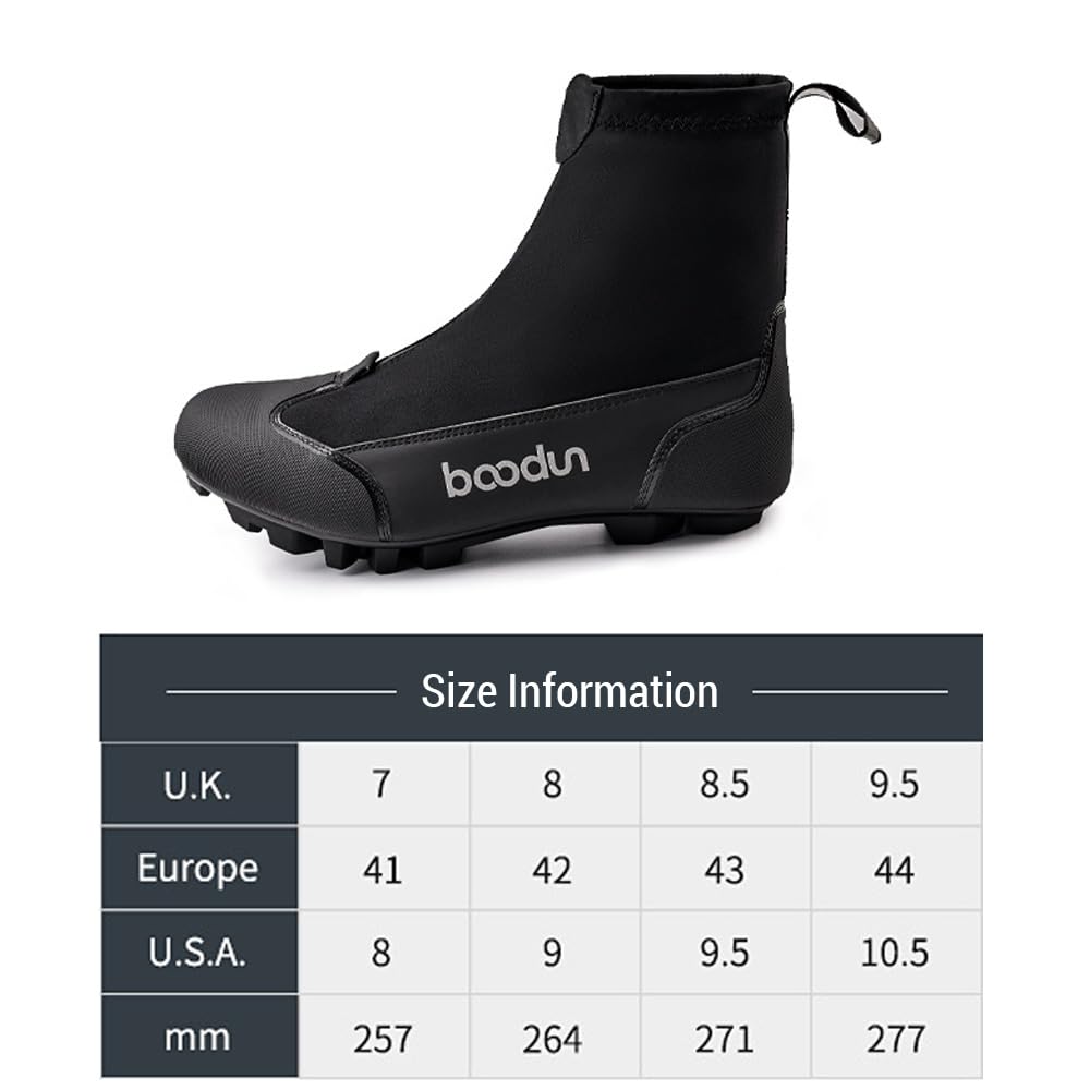 Domary Botas de Invierno para Bicicleta de Montaña, Botas Montar Nailon Reflectantes y Cálidas a Prueba Viento para Entusiastas del Ciclismo, Color Negro, Talla 41 42 43