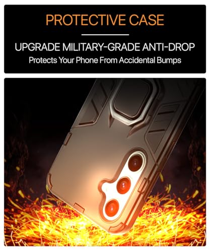 Image of WOW IMAGINE Shock Proof Back Case Mobile Cover for Samsung Galaxy S23 FE 5G | Back Cover Case (Tough Armor | Hybrid PC + TPU | Ring Holder & in-Built Kickstand | Black)