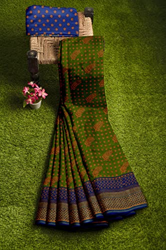 Image of Women's Cotton Sarees (D1435 Green)
