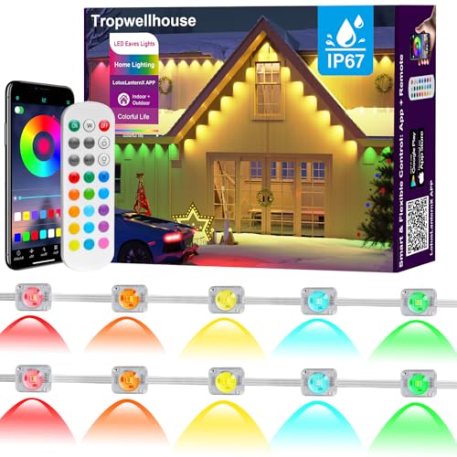 Tropwellhouse Permanent Outdoor Lights for House, 100ft RGB Smart LED Eave Lights with APP & Remote...