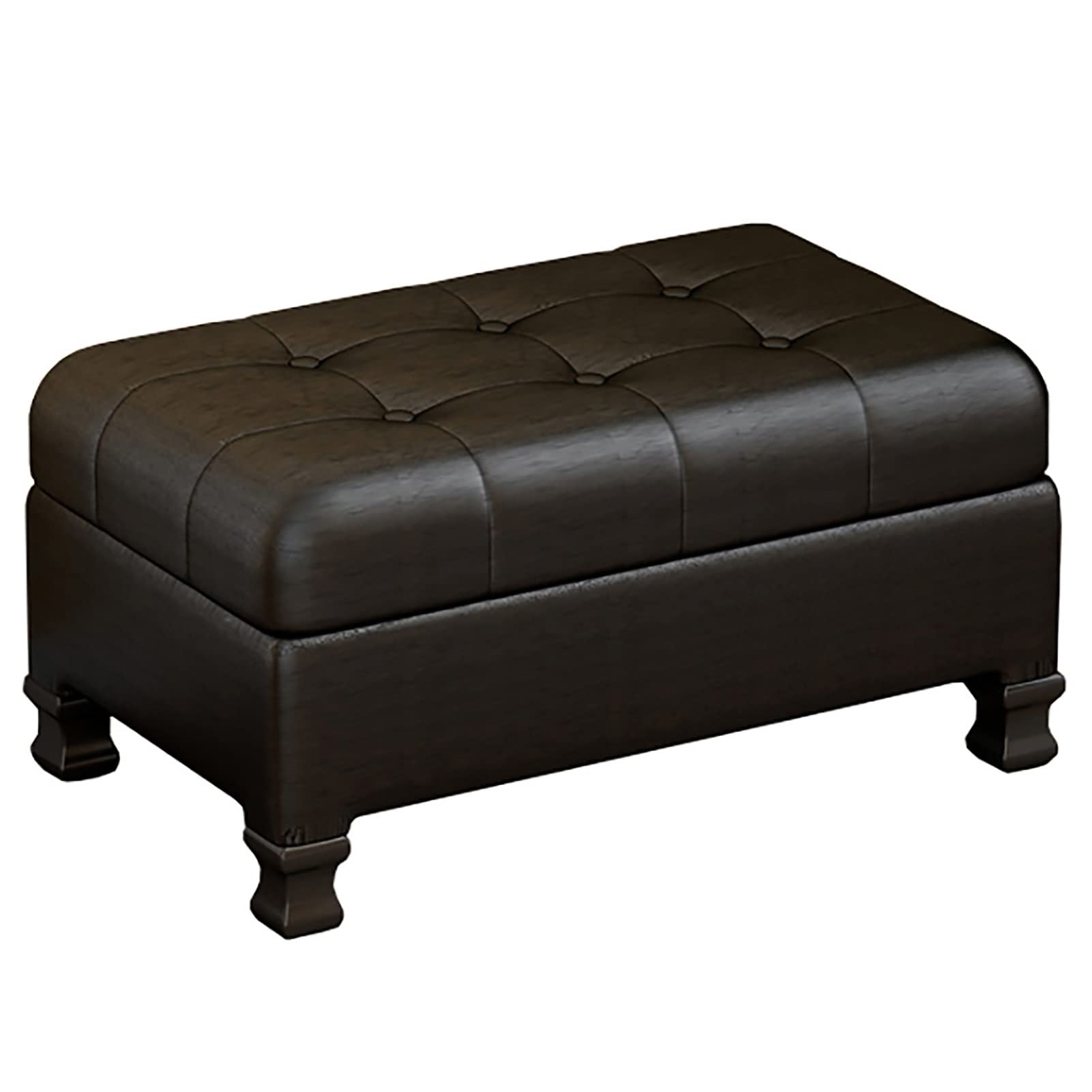 Repose-pieds moderne en bois et banc de stockage en cuir de 60 cm pour chambre et salon