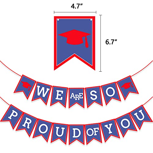 Image of Red Blue We are So Proud of You Banner 2022 Graduation Party Garland Backdrop Decoration Gift Ideas