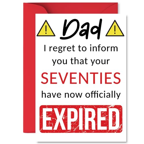 Funny 80th Birthday Cards for Dad - Your Seventies Have Expired - Happy Birthday Card for Dad Daddy Papa from Son Daughter, A5 Banter Joke Humour Bday Greeting Cards Gift