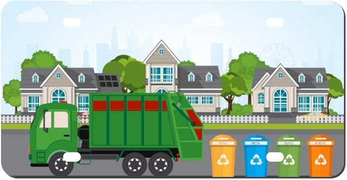 Amazon Co Jp 都市廃棄物リサイクルコンセプトとゴミトラックのナンバープレートフレーム メタルフロントナンバープレートカバー 装飾バニティタグ 面白いギフト 15 X 30 車 バイク