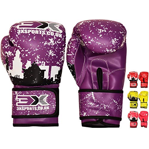 3X Professional Choice Niños Guantes de Boxeo Maya Hide Saco de Boxeo de Cuero Mitones Kickboxing Sparring Krav Maga Entrenamiento de Artes Marciales Niños Niñas