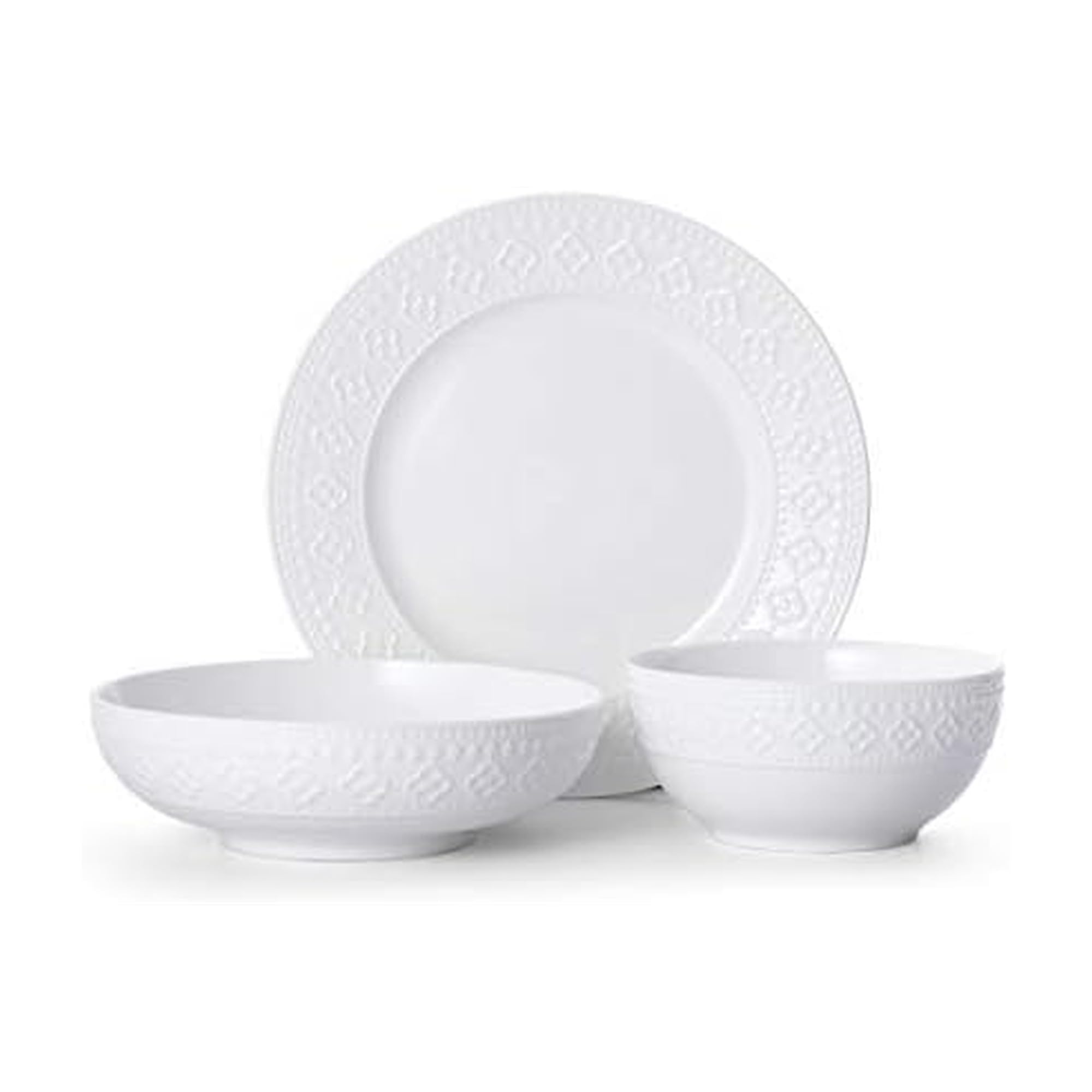 Pfaltzgraff Haisley 12-Piece Dinnerware Set, White