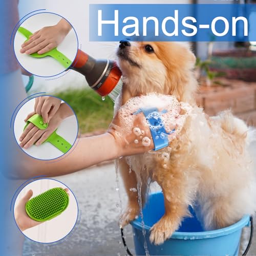 YIUWOD 4er-Set HundebüRste Kurzhaar - Hunde BüRste - Waschhandschuh Hund - Mit Verstellbaren Griffen FüR Nasse und Trockene Lang- und Kurzhaar-Hunde und -Katzen Massage, Entschurren