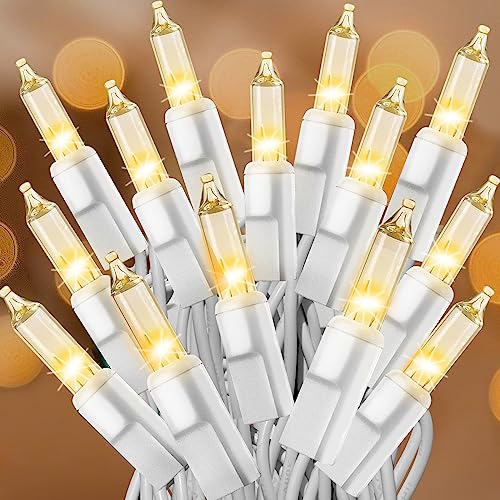CXLHO Clear Christmas Lights 50FT 200 Incandescent Bulbs Warm White Mini Lights with White Wire for Christmas Tree, Garland, Thanksgiving, Wedding, Party, Home, Indoor & Outdoor Festival Decoration