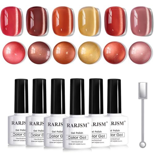 RARJSM Amber Ceramic Cat Eye Gel Polish Set 6 Pcs