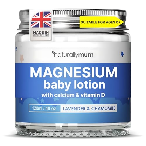 Image of NaturallyMum Baby Magnesium Lotion with Calcium & Vitamin D | Support for Sleep, Heart, Bone, Nerve, Gut and Muscle Health | Alternative to Melatonin | Lavender & Chamomile 4.2 fl oz