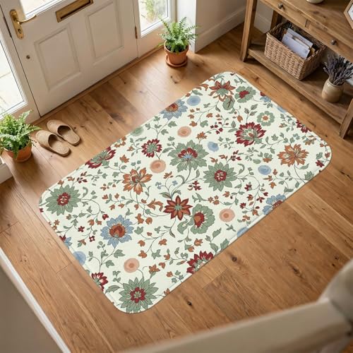 Tapis aux bourgeons de feuilles vertes vintage et dos antidérapant - 2