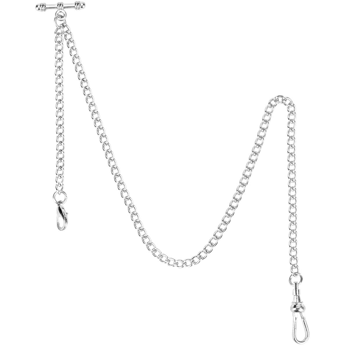 ManChDa Pocket Watch Chain Double Albert Chain T-Bar Watch Chain