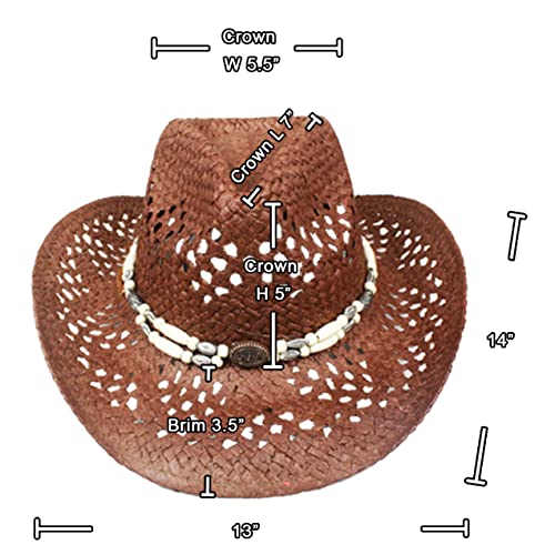 Image of SILVERFEVER Straw Cowboy Hat Cowgirl Hats Men Women Sun Hat Sombreros Vagueros Classic Western Accents Sombreros