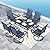 Sophia & William Patio Dining Set 7 Pieces Outdoor Metal Furniture Set, 6 x Patio Dining Swivel Chairs Padded with 1 Umbrella Dining Table for Lawn Garden (Blue)