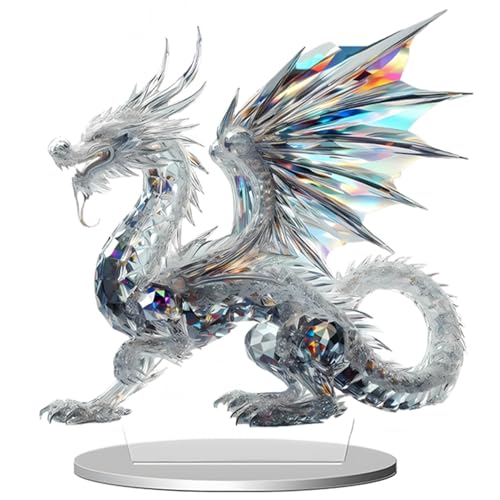 Shamoparty Adorno Transparente de Cristal con Forma de dragón para Oficina, apartamento o hogar, figurita acrílica en 2D, Pieza Decorativa Plana, decoración Medieval con Dragones