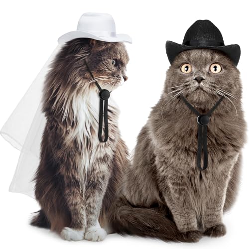 Geyoga 2 Pcs Pet Cowboy Hat Pet Groom and Bride