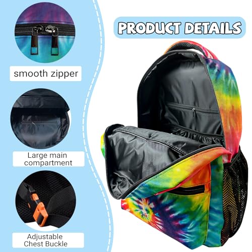M YESCUSTOM Tie Dye Backpack Colorful Primary School Bookbags, Daypack Lightweight Book Bags Boys Girls Kids Gifts4