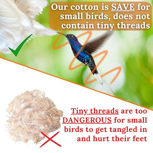 Image of Hummingbird Nesters Bird Nesting Material Holder for Wild Birds Humming Bird House Materials Gifts for Bird Watching Nature Lovers Refillable Outdoor Bird Station (Cotton Nesting Material)