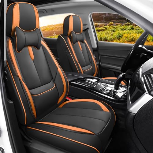 AFGH Nappa Leather Seat Covers (Orange & Black, Luxury 2 Seats)