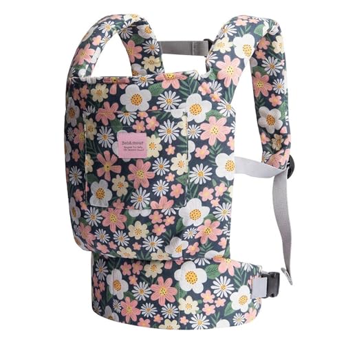 Bebamour Baby Doll Carrier for Kids Adjustable Doll Carrier Backpack for Dolls up to 20 Inches Soft Pretend Play Doll Accessories for Front & Back Carry Fits Dolls & Stuffed Toys Green Flower
