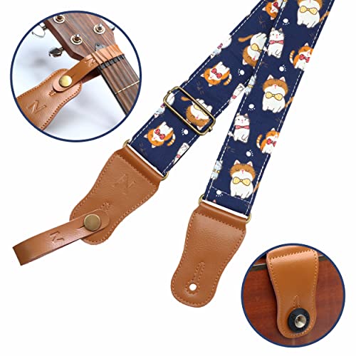Sangle de guitare, Sangles en coton japonais pour guitare acoustique avec extrémités en cuir véritable pour guitare… - Les Beatles, Paul McCartney, John Lennon, RIngo Starr, George Harrison Sangle de guitare, Sangles en coton japonais pour guitare acoustique avec extrémités en cuir véritable pour guitare… – Image 3