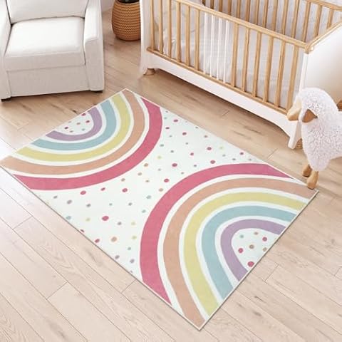 STARUIA Washable Rainbow Rug for Kids Cover