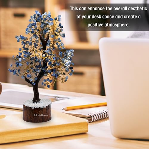 Image of Certified Kyanite Crystal Tree for Good Luck - Healing Crystals Money Tree for Wealth, Positive Energy at Home Office - Decorative Spiritual Gifts for Vastu, House Warming