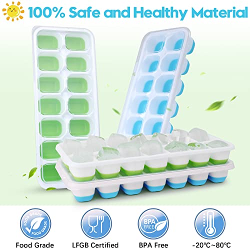 Jrisbo Silicone Ice Cube Tray, 8 Pack Easy-Release & Flexible 14-Ice Cube Trays With Spill-Resistant Removable Lid, Stackable Ice Trays With Covers For Freezer thumb #6