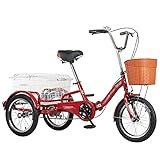 Bicicleta Tres Ruedas Plegable Adultos, Triciclo con Marco Acero Alto Carbono, Bicicleta Crucero, Triciclo con Canasta Grande, Bicicleta una Sola Velocidad Personas Mayores, Mujeres y Hombres, pedale