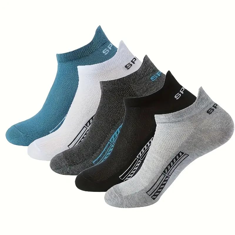 Polyester 5 Pairs Sports Solid Ankle Length Socks For Men & Women, Multicolor, Pack Of 5, Free Size,103-image-16