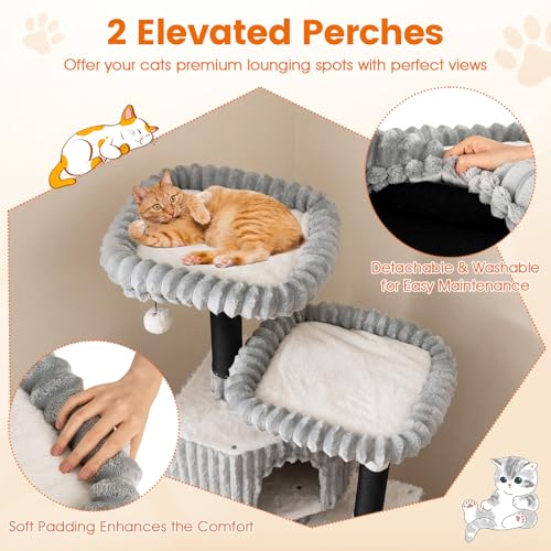Árbol para Gatos Tangkula 62 pulgadas con Rascadores y Camas miniatura 5