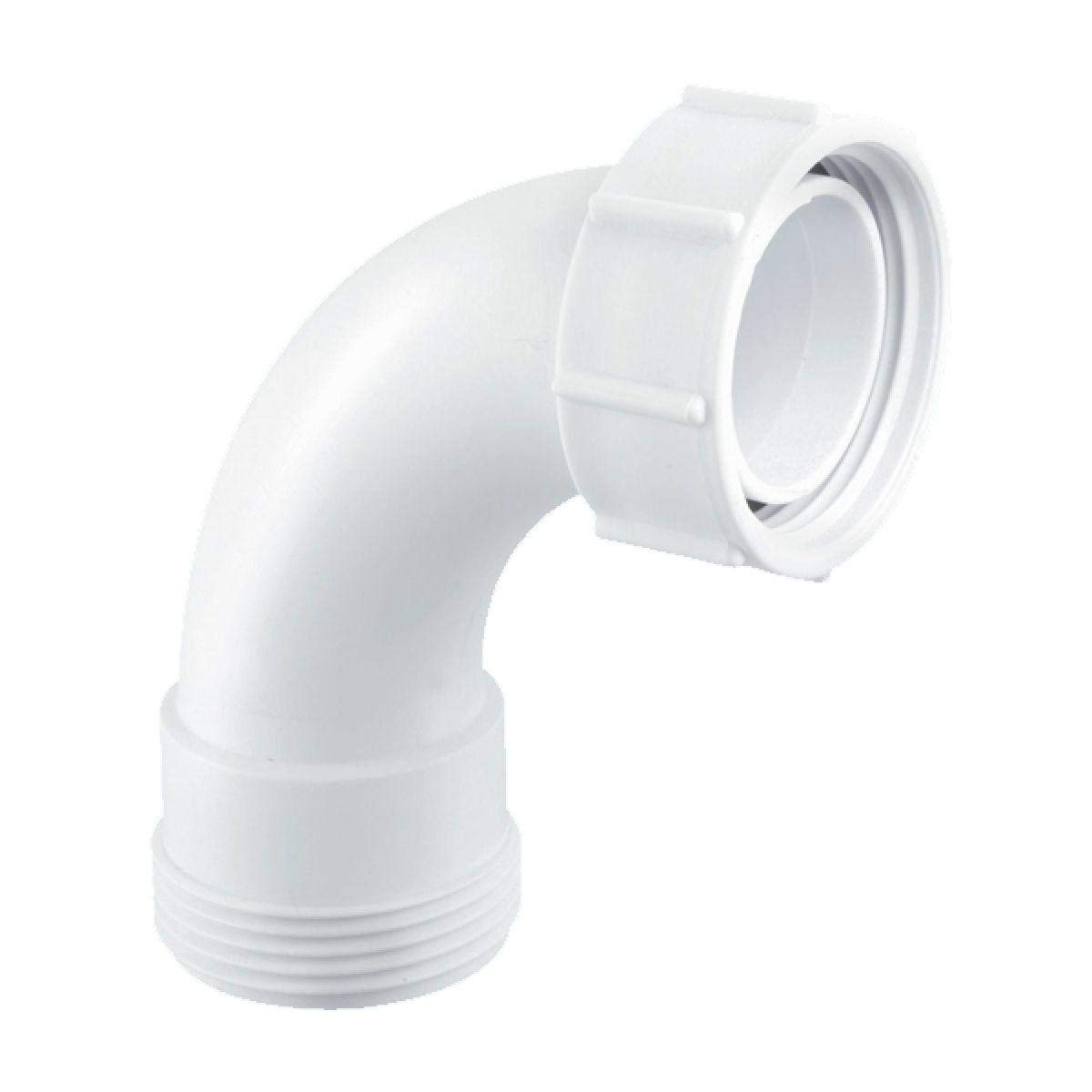McAlpine T1 1.5"" 90 Degree Bend - BSP Male Thread x BSP Coupling Nut, White