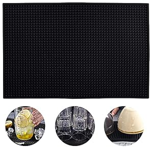 CENRONG Barmat, 45 x 30 cm, afdruipmat, servies, silicone, zwart, voor werkbladen van restaurants en keukens, bar