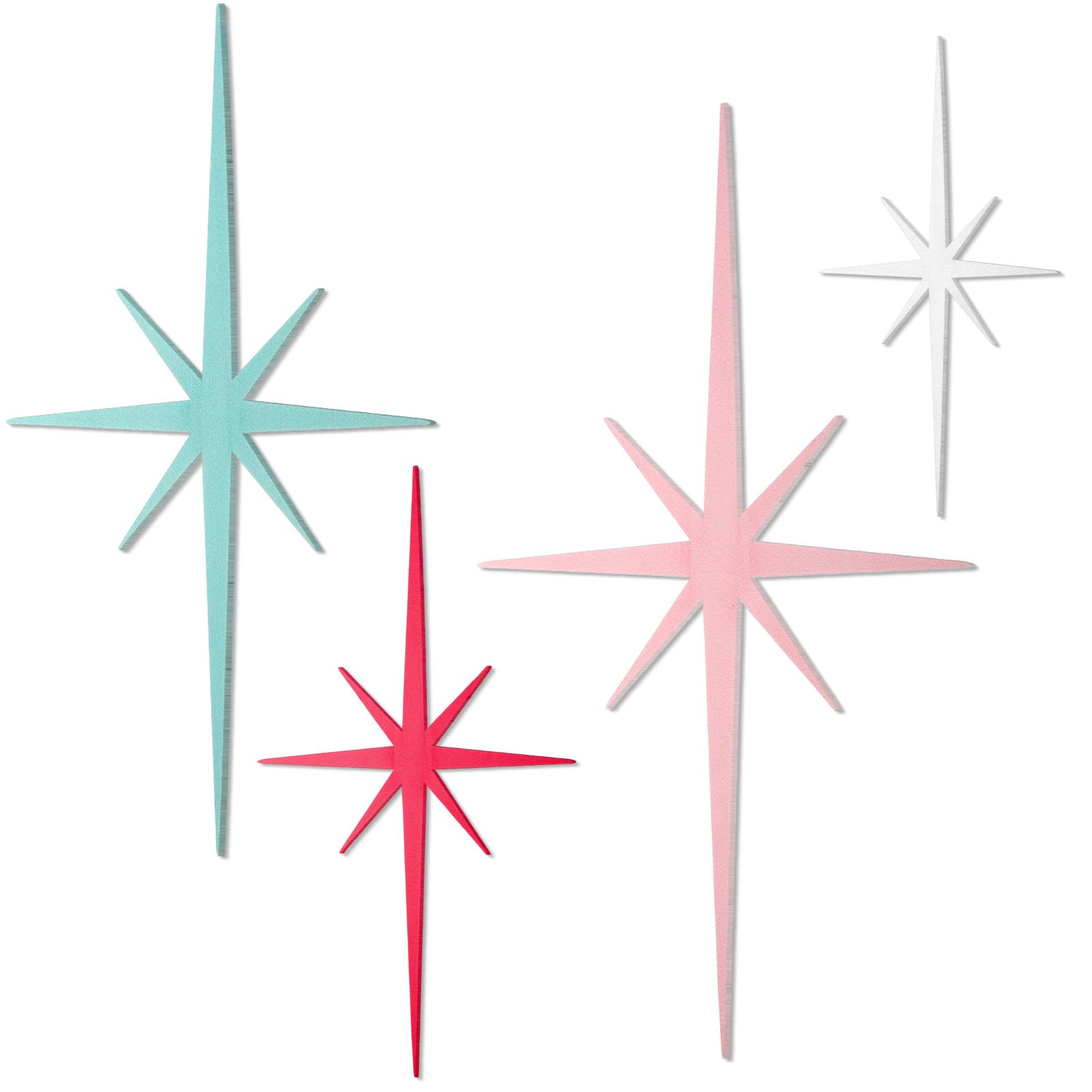 Blulu 4 Pcs Cast Iron Starburst Shaped Wall Decor Metal Mid Century Modern Decor Retro Atomic Stars Wall Art Elegance Accents Vintage Celestial Whimsigoth Hangings for Home Office Room(Pastel)