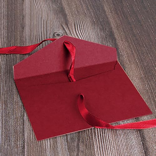 10 envelopes vermelhos para presente com fita, envelopes de cartão retrô, envelope vintage para dinh