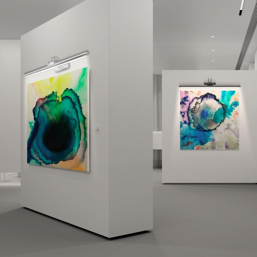 LED Bildbeleuchtung Kabellos Innen, Aufgeladenes Akku-Kunstleuchten mit Fernbedienung, Dimmbare Magnet Touch Lichtleiste Wandlampe, Bildbelicht für Schreibtisch Wand Spiegel, (Golden 1 Stück)