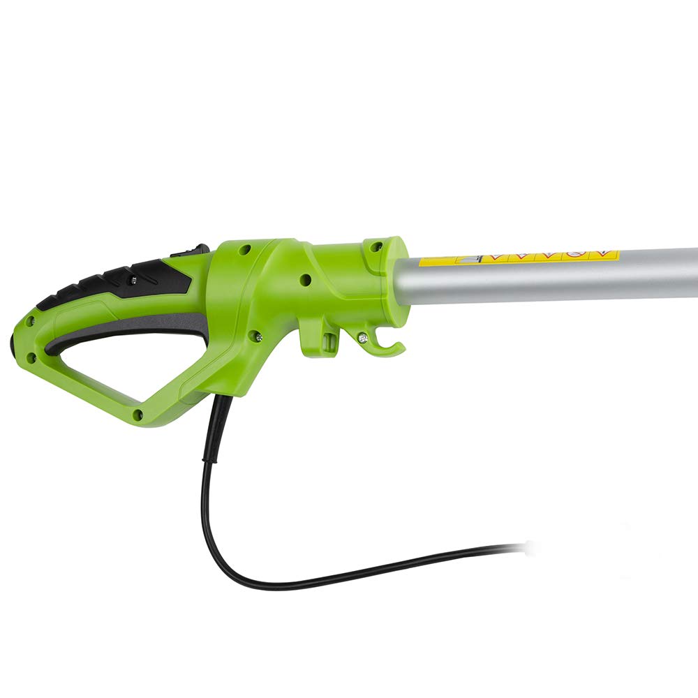BAKAJI Cortasetos telescópico eléctrico con Varilla Extensible, tamaño setos Hoja 41 cm con inclinación, Hoja Ajustable, Mantenimiento del jardín, cortabordes (460 W hasta 240 cm)