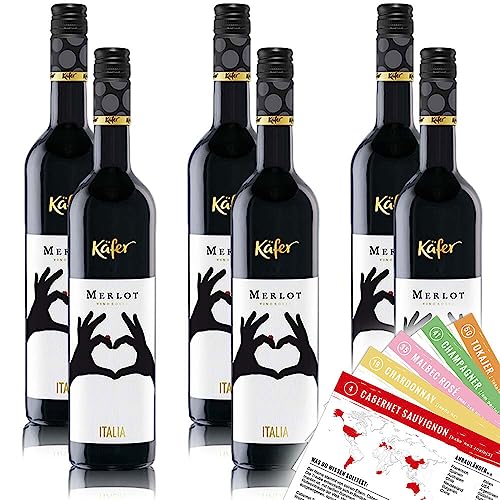 Käfer Merlot IGP, trocken, sortenreines Weinpaket + VINOX Winecards (6x0,75l)