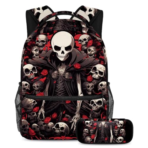 Sac à dos crâne rouge d'horreur : dites adieu au mal de dos avec ce cartable ados grand volume