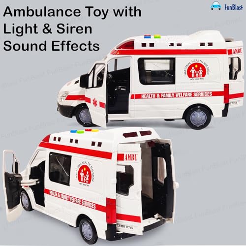 Image of FunBlast Ambulance Toy for Kids with Light & Siren Sound Effects - Pull Back Friction Power Ambulance Vehicle Toy for Kids,Boys,Girls (Multicolor)