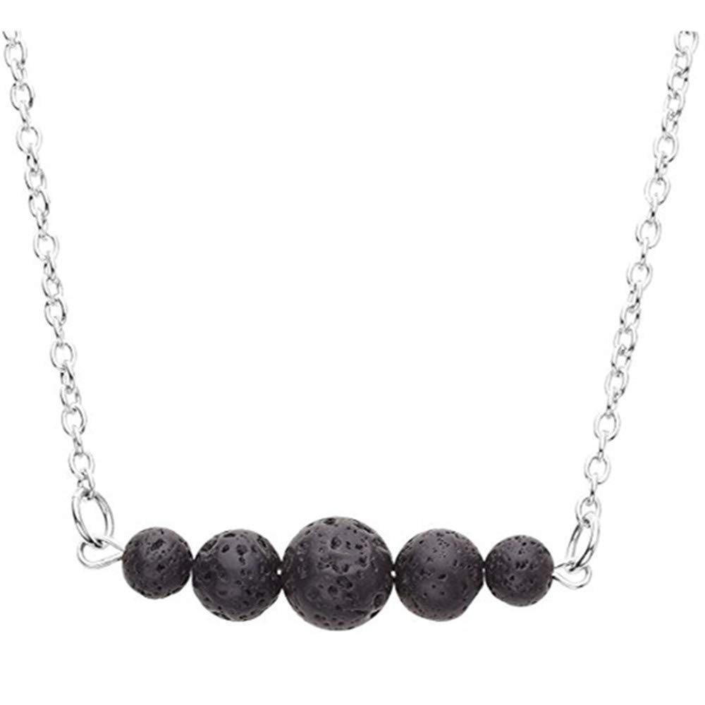 HOMEYU® Lava Rock Essential Oil Diffuser Choker Necklace, Aromatherapy Jewelry with Stainless Steel Chain for Women