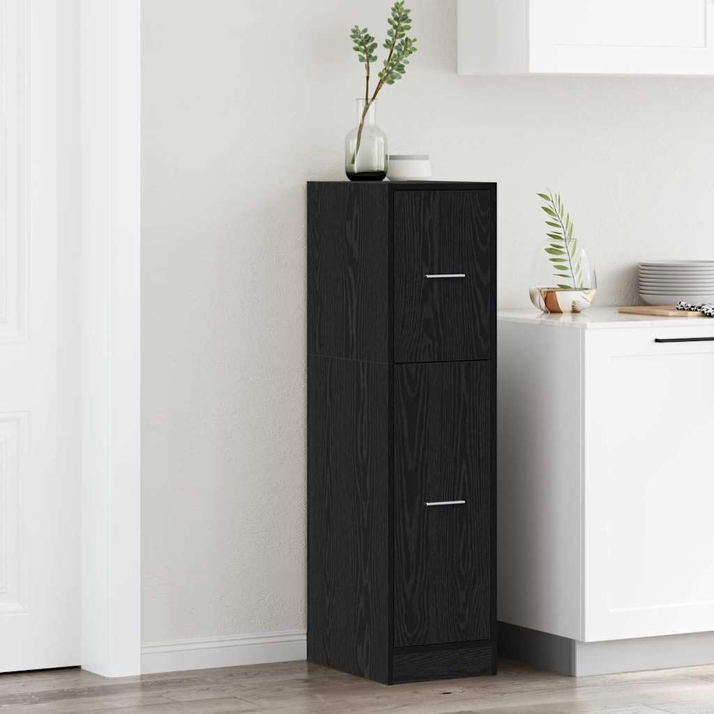 Armoire à pharmacie en chêne noir, 30 x 41 x 118 cm, avec 2 tiroirs, espace de rangement et compartiments pour bureau, salon, cuisine, salle de bain, pour ranger et ranger
