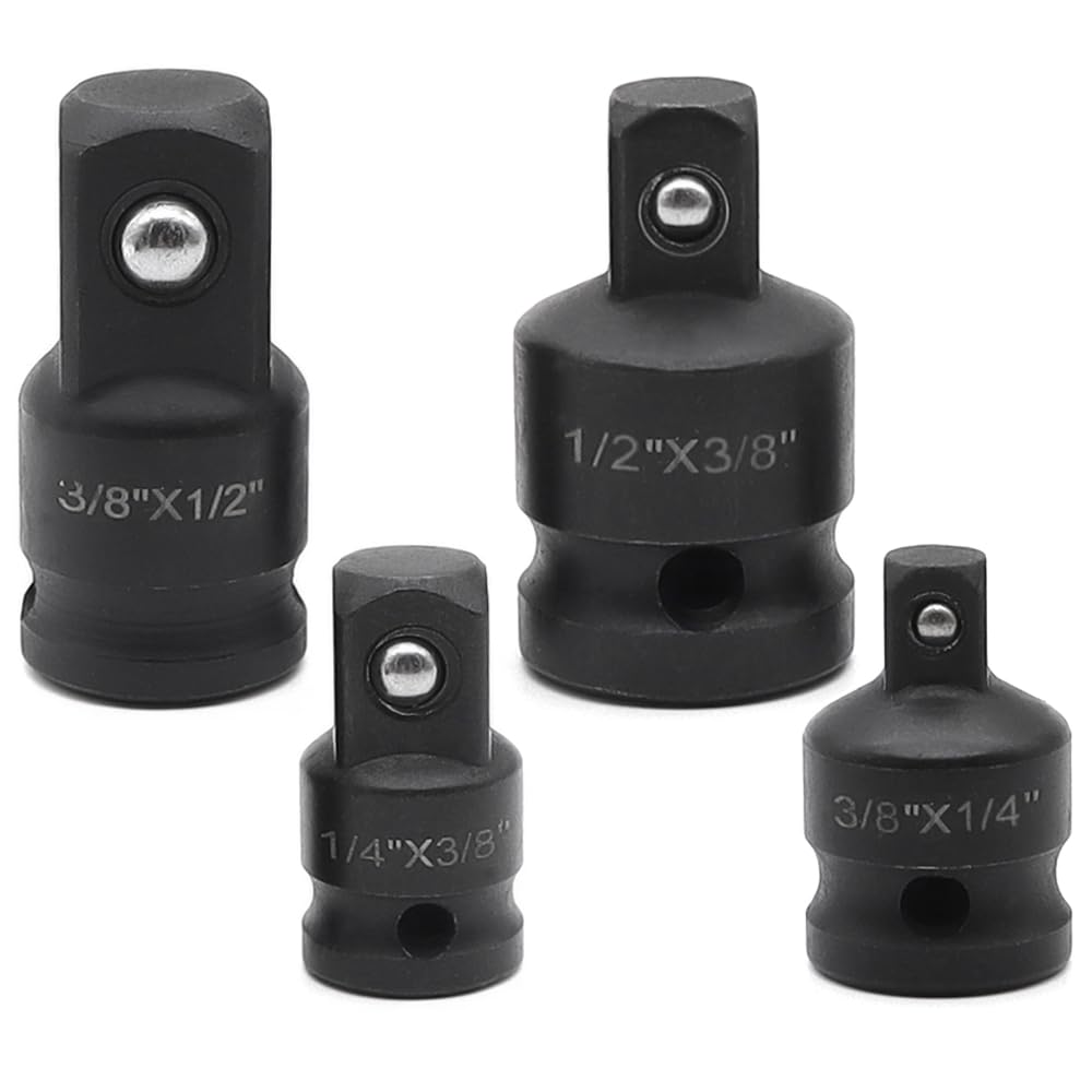 YDHfdcSet of 4 Power Socket Adapter 1/4 Inch 3/8 Inch 1/2 Inch Drive Impact Wrench Adapter and Reducer Set Power Adapter Set Impact Socket Adapter Cr Mo Steel