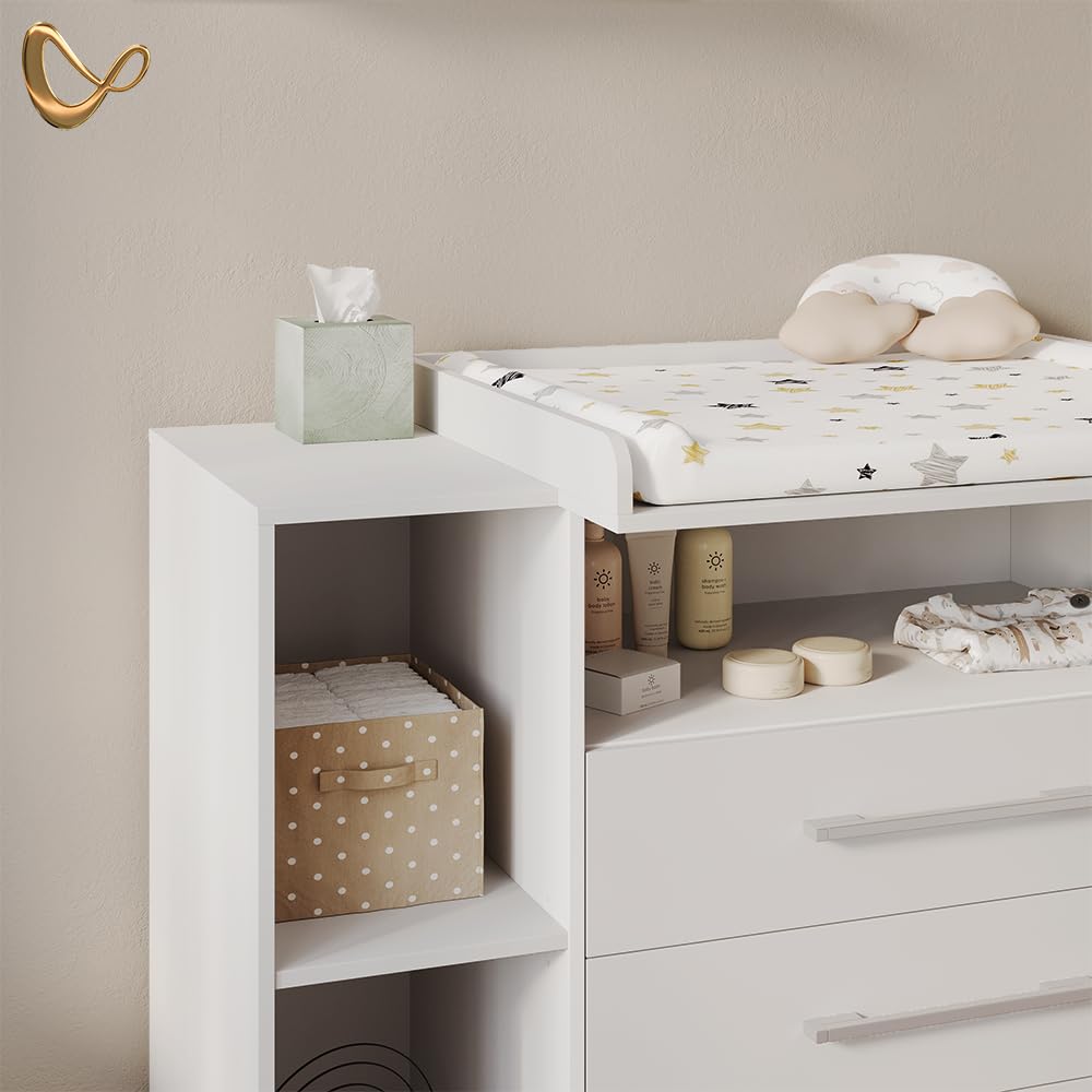 Livinity Commode à Langer Torino, Blanc, XL avec tiroirs