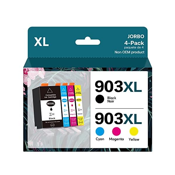 JORBO 903 XL 4er Pack Druckerpatronen Ausgestattet mit Neustem Chip Kompatibel für HP 903XL Patrone Multipack mit HP…