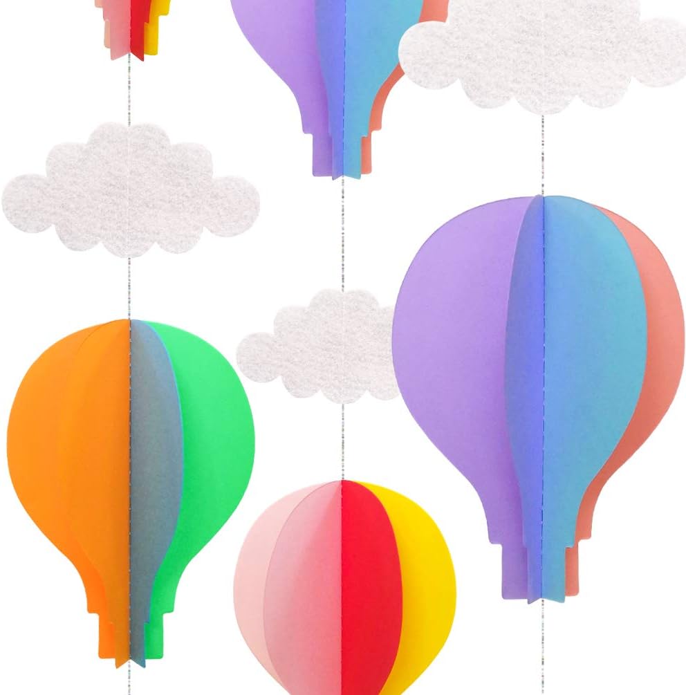 Azowa Big Size Hot Air Balloon Decorations Assorted Paper Hanging Garlands Pack of 4