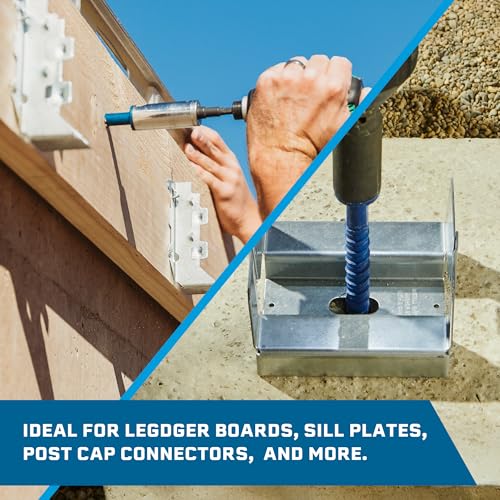 Image of Tapcon+ 3 /8 x 2-1 /4 Inch Heavy-Duty Hex Head Concrete Anchors, 60 PCS, Corrosion Resistant Blue Climaseal Coating, Outdoor Rated Use, Concrete Block & Masonry Brick Screws, Drill Bit Sold Separately