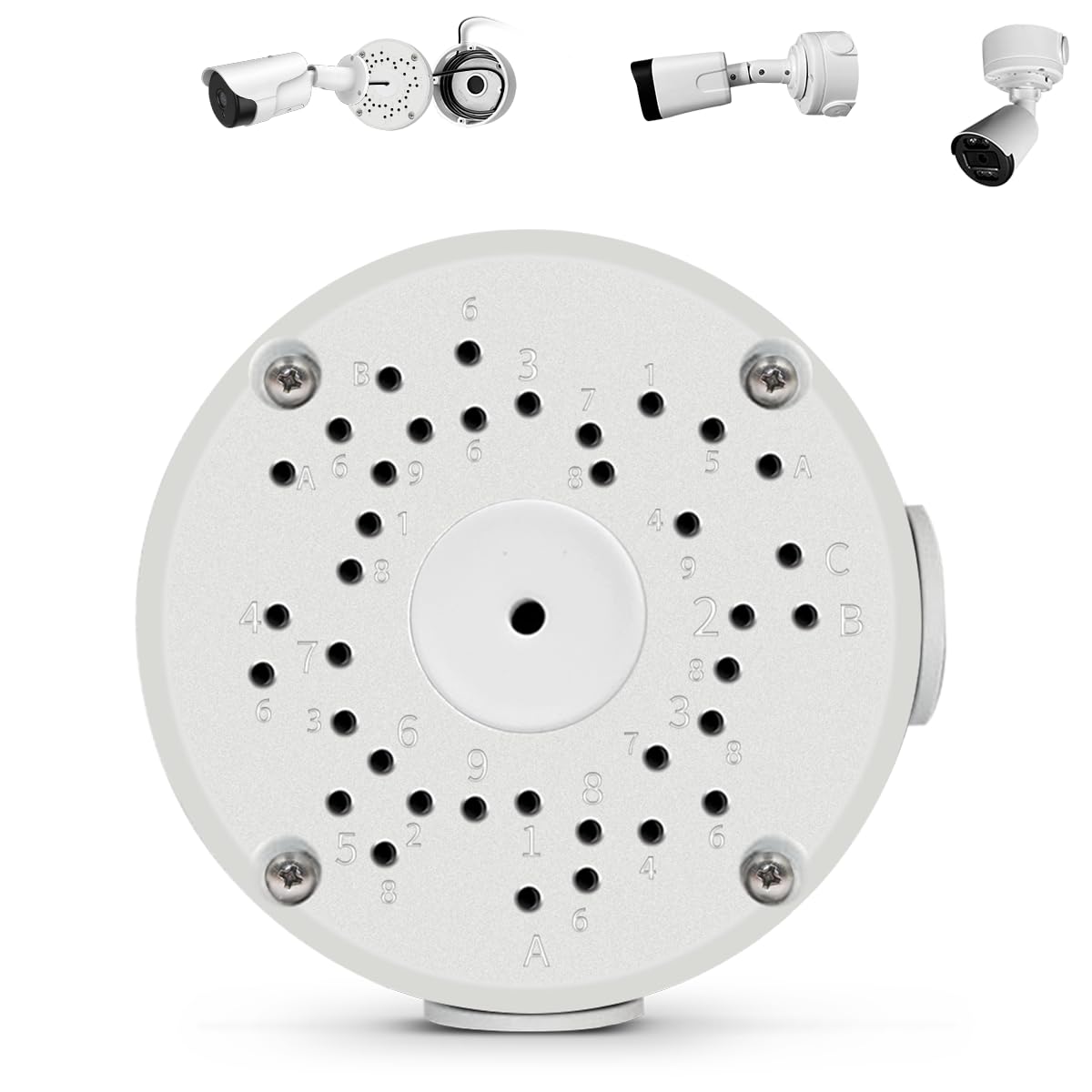 【Only Compatible with Bullet Cameras】 Universal Bullet Security Camera Mount Bracket Hide Cable, Metal Electric Enclosure, Waterproof Outdoor Camera Cover, Base Junction Box for CCTV Cams (1 Pack)