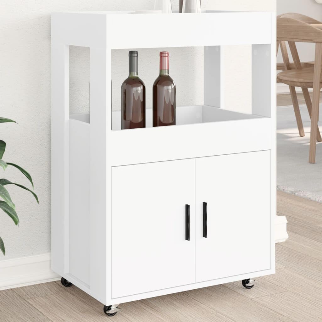 Homgoday Carrello da bar bianco 60 x 39,5 x 89 cm, in legno ingegnerizzato, mobile da bar, tavolo da vino per liquori e bicchieri, credenza per buffet, portabottiglie per vino, mobile da bar per