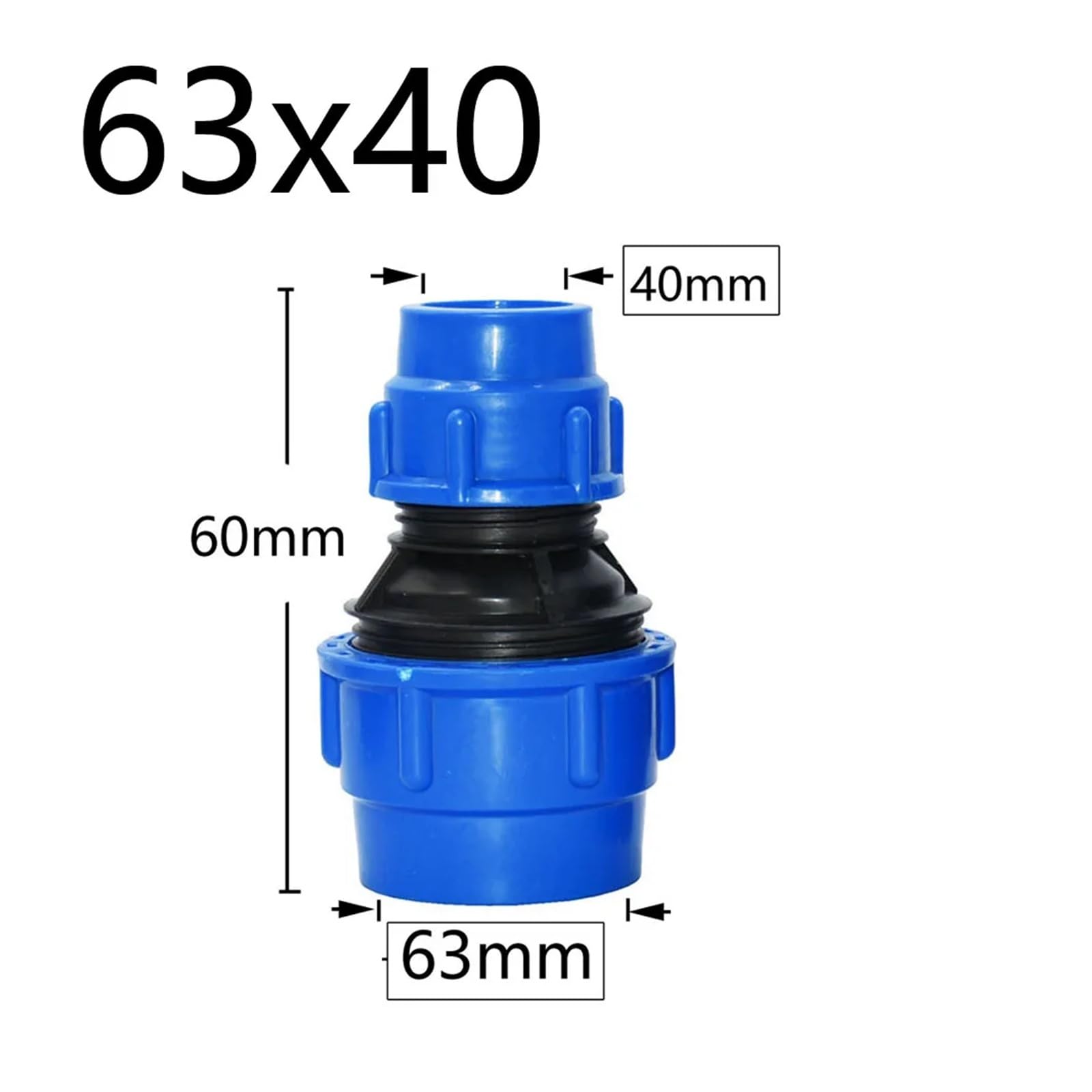 Conector rápido de tubo de polietileno de 63 mm, codo reductor, divisor de agua de 50 mm, 40 mm, 32 mm, 25 mm, 20 mm, acoplador de plástico para accesorios de tubería de riego agrícola